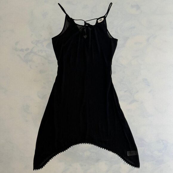 Old Navy Black Sheer Tassel Asymmetric Hemline Coverup Dress - Picture 1 of 7